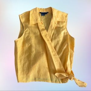 RETRO LINEN WRAP BLOUSE